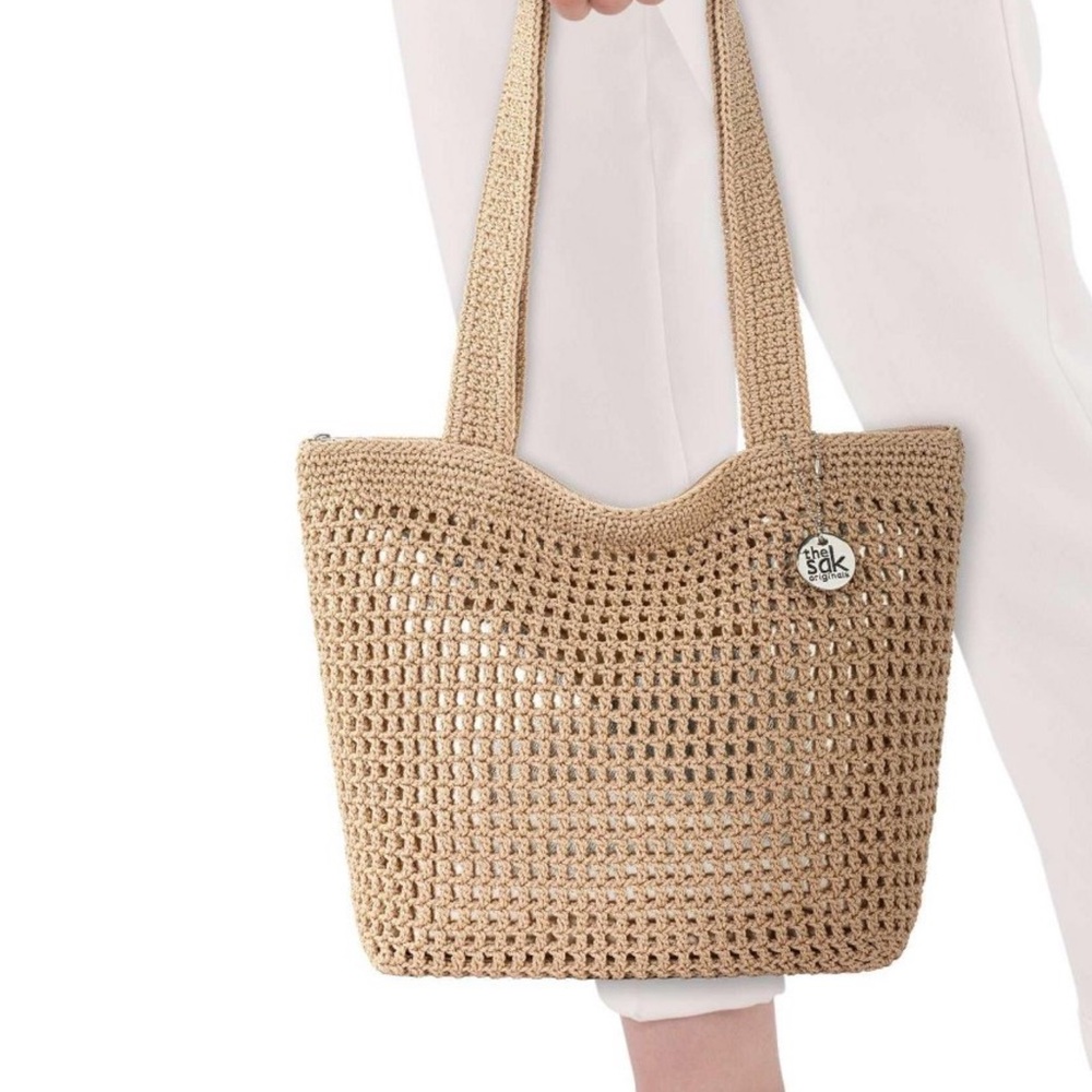 The Sak Tan Woven Tote bag with gold accents. Very nice NWOT no hang tag summer - Picture 9 of 11